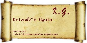Krizsán Gyula névjegykártya