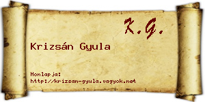 Krizsán Gyula névjegykártya